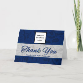 Firmenlogo Custom Vielen Dank Blue Damask Dankeskarte