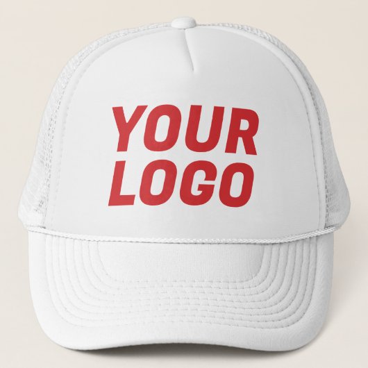 Firmenlogo CUSTOM Weiß & Rot Truckerkappe (Vorderseite)