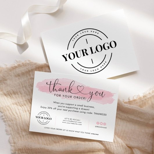 Firmenlogo Danke, Rosa-Script-Herz rot zu sein Dankeskarte