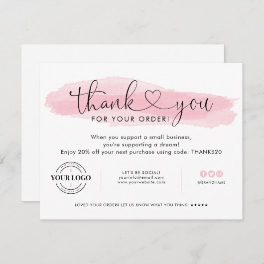 Firmenlogo Danke, Rosa-Script-Herz rot zu sein Einladung (Vorne/Hinten)