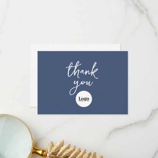 Firmenlogo Denim Blau Dankeschön-Karte Dankeskarte (Vorderseite/Rückseite Beispiel)