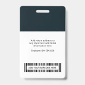 Firmenlogo des Mitarbeiters, Strichcode-Individuel Ausweis (Rückseite)