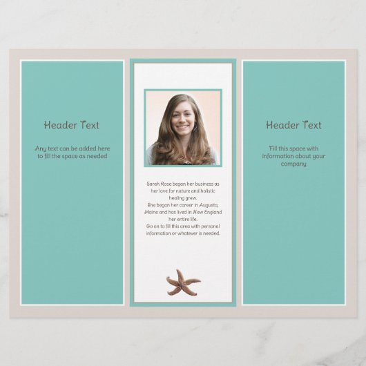 Firmenlogo Dreiseitenbroschüre Türkisgrün Flyer (Hinten)