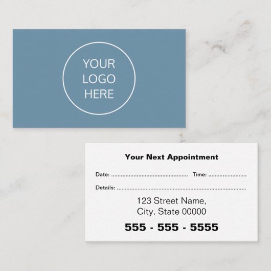 Firmenlogo Dusty Blue Termin Card (Vorne/Hinten)