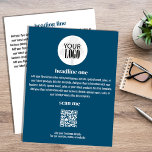 Firmenlogo Einfach Minimalistischer blauer Flyer<br><div class="desc">Dieses Design verfügt über einen Business-Flyer,  können Sie Ihr Logo,  sowie Ihren URL QR-Code,  mit einem einfachen minimalistischen,  modernen,  blau-weiß-Stil mit einem eleganten,  erstellen Sie Ihre eigene Vorlage,  perfekt für jedes kleine Unternehmen.</div>