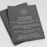Firmenlogo | Einfache grauweiße Farbe Flyer<br><div class="desc">Eine einfach zu handhabende,  grau-weiße Business Flyer Vorlage in einem minimalistischen Stil,  die einfach mit Ihrem eigenen Firmenlogo,  Produktdetails,  Preisen und mehr modifiziert und aktualisiert werden kann! Wählen Sie im Menü Optionen die Größe des Flyers und den Papiertyp aus.</div>