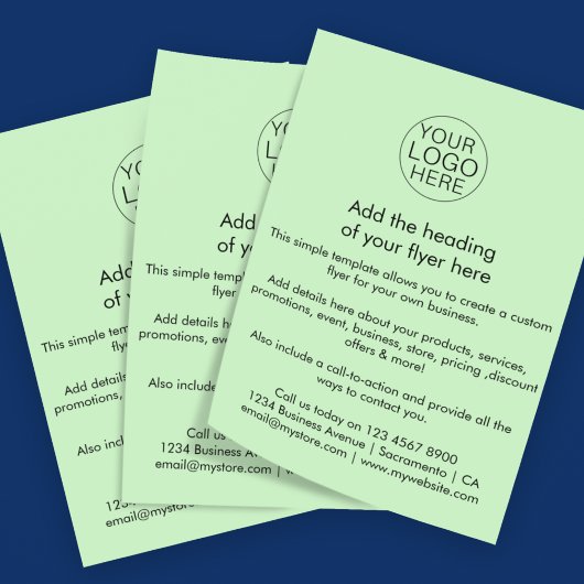 Firmenlogo | Einfache hellgrüne Benutzerdefiniert Flyer