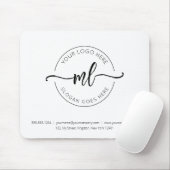Firmenlogo Einfache Monogram-Initialen Weiß Mousepad (Mit Mouse)