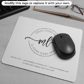 Firmenlogo Einfache Monogram-Initialen Weiß Mousepad