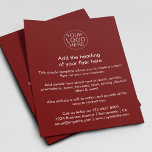 Firmenlogo | Einfache Red Custom Flyer<br><div class="desc">Eine einfach zu handhabende,  in Bordeaux-Rot-Weiß-Text-Business-Flyer-Vorlage in einem minimalistischen Stil,  der einfach mit Ihrem eigenen Firmenlogo,  Produktdetails,  Preisangaben und mehr modifiziert und aktualisiert werden kann! Wählen Sie im Menü Optionen die Größe des Flyers und den Papiertyp aus.</div>