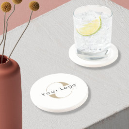 Firmenlogo Einfache Saubere Minimal Runde Sandstei Getränkeuntersetzer