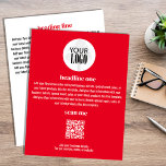 Firmenlogo Einfaches Minimalistisches Rotes Flyer<br><div class="desc">Dieses Design verfügt über einen Business-Flyer,  können Sie Ihr Logo,  sowie Ihren URL QR-Code,  mit einem einfachen minimalistischen,  modernen,  rot-weiß Stil mit einem eleganten,  erstellen Sie Ihre eigene Vorlage,  perfekt für jedes kleine Unternehmen.</div>