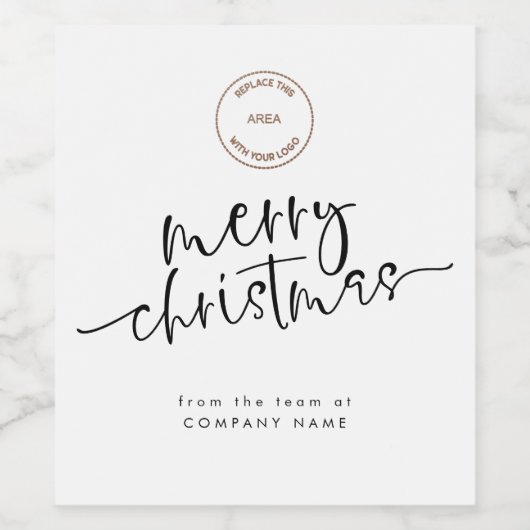 Firmenlogo Farbe frohe Weihnachten Weinetikett (Einzelnes Label)