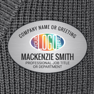 Firmenlogo Farbe graue Plastik-Oval Namensschild
