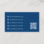 Firmenlogo Fax QR Code Professional Navy Visitenkarte (Rückseite)