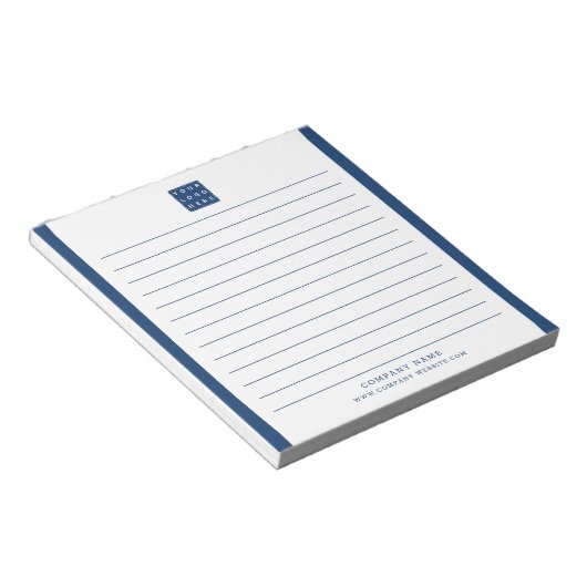 Firmenlogo Firmenname Blue Border Notizblock (angewinkelt)