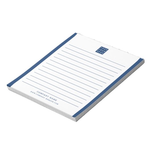 Firmenlogo Firmenname Blue Border Notizblock (Rotiert)