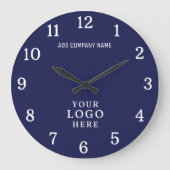 Firmenlogo Firmenname Firmenmarke Navy Große Wanduhr (Vorderseite)