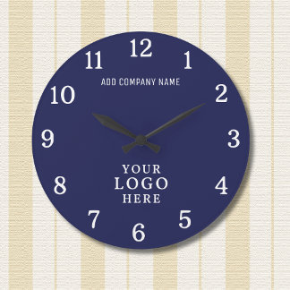 Firmenlogo Firmenname Firmenmarke Navy Große Wanduhr