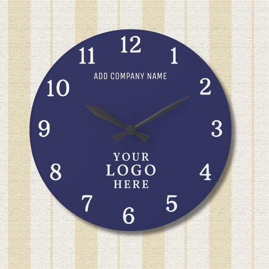 Firmenlogo Firmenname Firmenmarke Navy Große Wanduhr