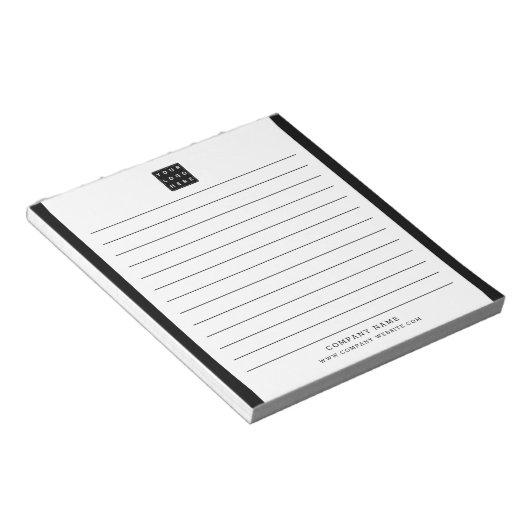 Firmenlogo Firmenname Schwarzer Bund Notizblock (angewinkelt)