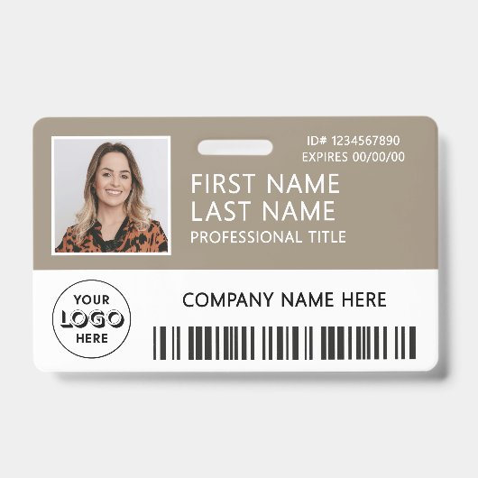 Firmenlogo Foto Ausweis Barcode Braun Name (Vorderseite)