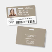 Firmenlogo Foto Ausweis Barcode Braun Name (Vorder- & Rückseite)