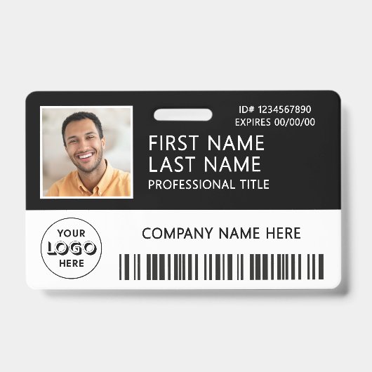 Firmenlogo Foto Ausweis Barcode Schwarz Name (Vorderseite)