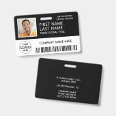 Firmenlogo Foto Ausweis Barcode Schwarz Name (Vorder- & Rückseite)