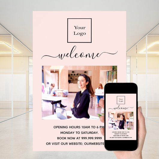 Firmenlogo Foto Begrüßung Rose Gold Poster