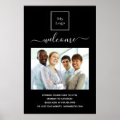 Firmenlogo Foto Begrüßungszeiten schwarz Poster (Vorne)