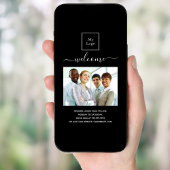 Firmenlogo Foto Begrüßungszeiten schwarz Poster