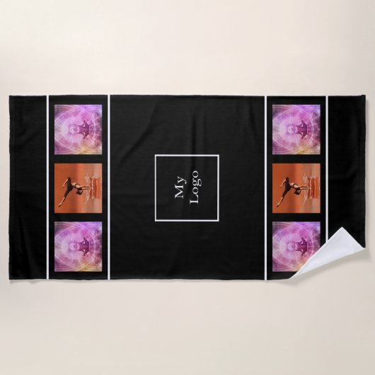Firmenlogo Foto Collage Schwarz-weiß Business Strandtuch (Vorderseite)