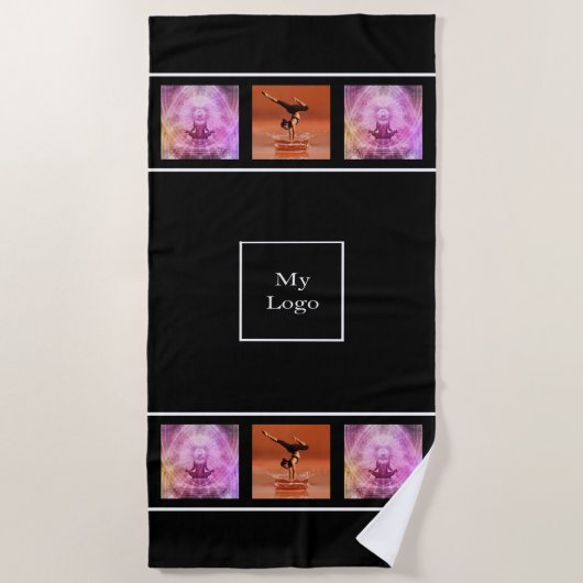 Firmenlogo Foto Collage Schwarz-weiß Business Strandtuch (Vorderseite)