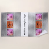 Firmenlogo Foto Collage silber elegant Strandtuch (Vorderseite)