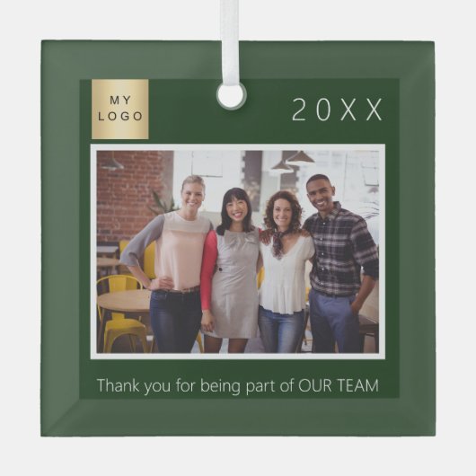 Firmenlogo Foto Danke grün Ornament Aus Glas (Vorderseite)