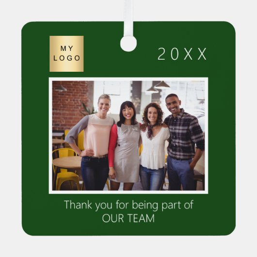 Firmenlogo Foto Danke grün Ornament Aus Metall (Vorderseite)