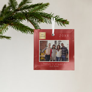 Firmenlogo Foto Danke Rot Ornament Aus Glas