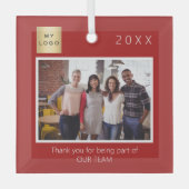 Firmenlogo Foto Danke Rot Ornament Aus Glas (Vorderseite)