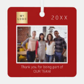 Firmenlogo Foto Danke Rot Ornament Aus Metall (Rückseite)