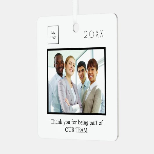 Firmenlogo Foto Danke weiß Ornament Aus Metall (Vorderseite links)