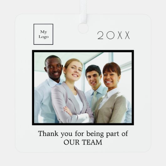 Firmenlogo Foto Danke weiß Ornament Aus Metall (Rückseite)