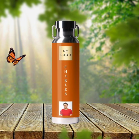 Firmenlogo Foto gebrannt orange Trinkflasche
