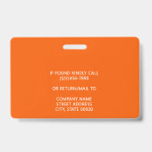 Firmenlogo Foto ID Barcode Orange Name Ausweis (Rückseite)