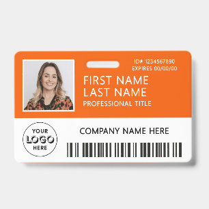 Firmenlogo Foto ID Barcode Orange Name Ausweis