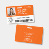 Firmenlogo Foto ID Barcode Orange Name Ausweis (Vorder- & Rückseite)