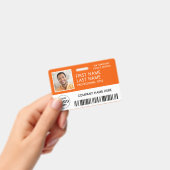 Firmenlogo-Foto-ID-Barcode Orange Name Ausweis (Handheld)