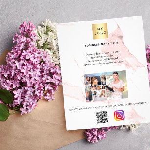 Firmenlogo Foto qr Code Instagram rosa Marmor Flyer