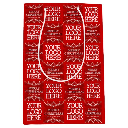 Firmenlogo frohe Weihnachten und viel Glück im neu Mittlere Geschenktüte (Vorderseite)