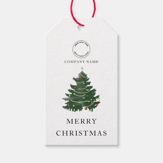 Firmenlogo Frohe Weihnachtsbaum Geschenkanhänger (Vorderseite)